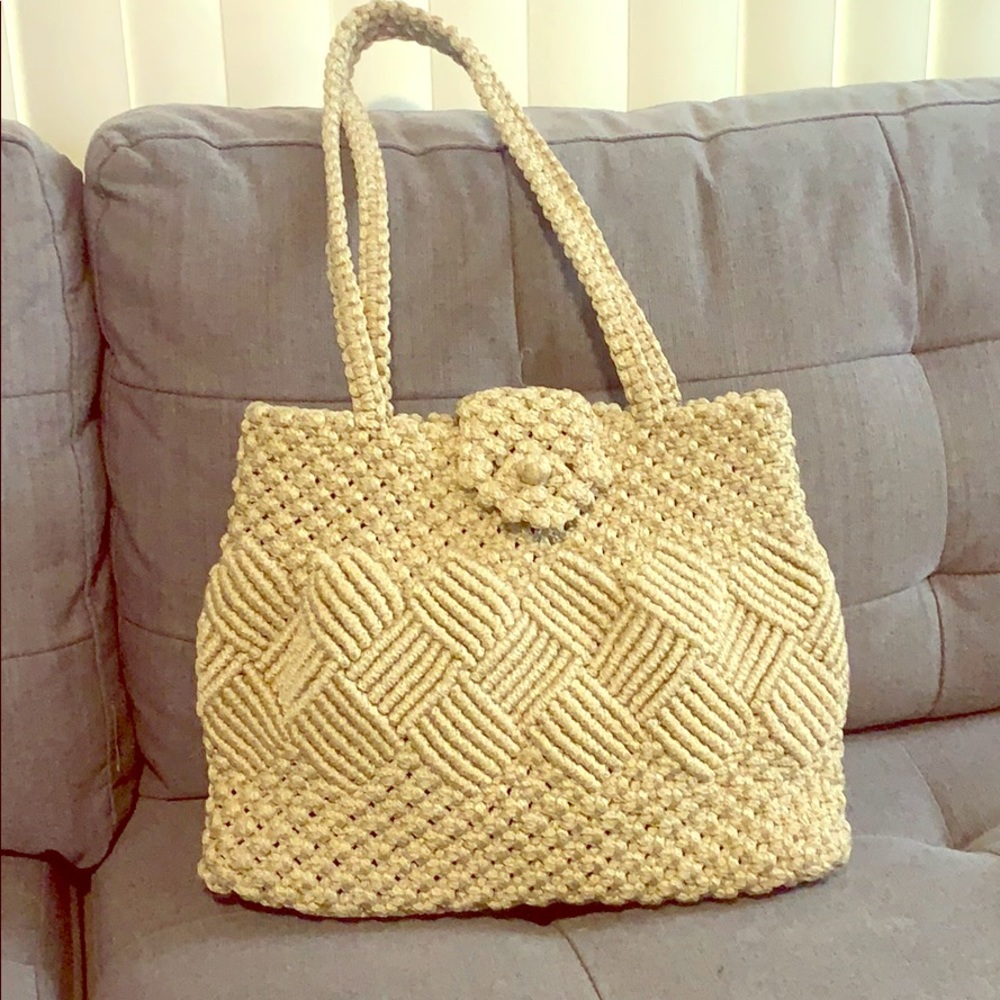 Hand woven tote bag